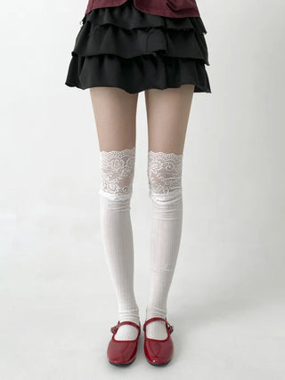 See-through Lace Mesh Pattern Knee Socks Tabi Stockings Socks Collection