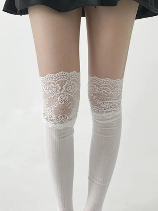 See-through Lace Mesh Pattern Knee Socks Tabi Stockings Socks Collection