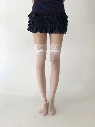 See-through Lace Mesh Pattern Knee Socks Tabi Stockings Socks Collection