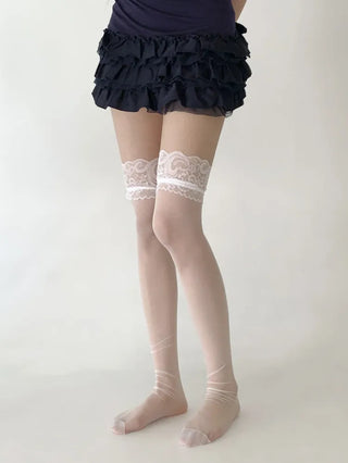 See-through Lace Mesh Pattern Knee Socks Tabi Stockings Socks Collection