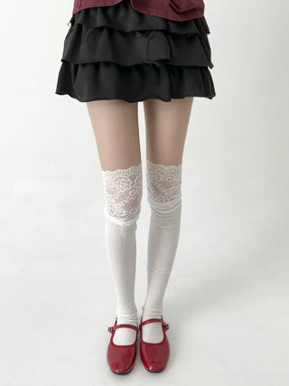 See-through Lace Mesh Pattern Knee Socks Tabi Stockings Socks Collection