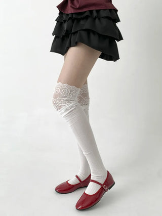 See-through Lace Mesh Pattern Knee Socks Tabi Stockings Socks Collection