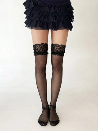 See-through Lace Mesh Pattern Knee Socks Tabi Stockings Socks Collection