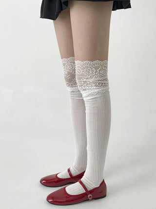 See-through Lace Mesh Pattern Knee Socks Tabi Stockings Socks Collection