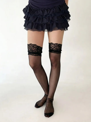 See-through Lace Mesh Pattern Knee Socks Tabi Stockings Socks Collection