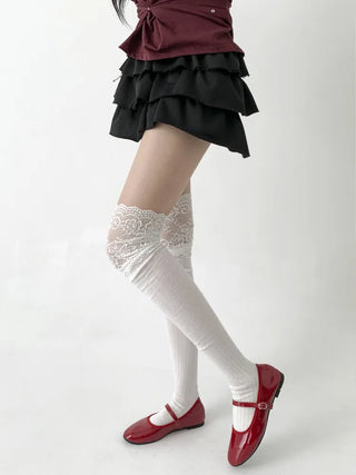 See-through Lace Mesh Pattern Knee Socks Tabi Stockings Socks Collection