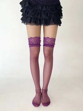 See-through Lace Mesh Pattern Knee Socks Tabi Stockings Socks Collection