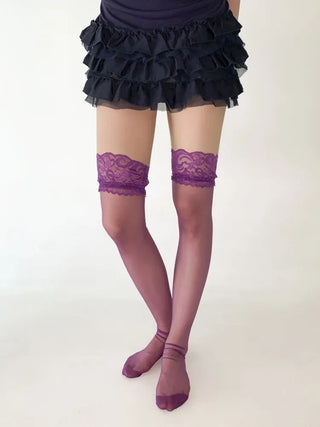 See-through Lace Mesh Pattern Knee Socks Tabi Stockings Socks Collection