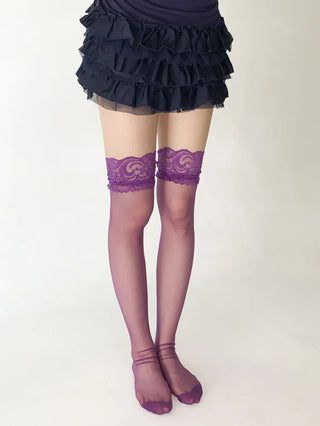 See-through Lace Mesh Pattern Knee Socks Tabi Stockings Socks Collection