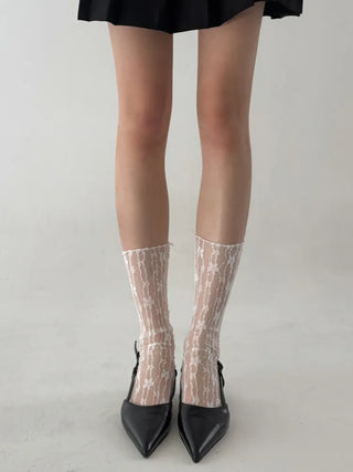 See-through Lace Mesh Pattern Knee Socks Tabi Stockings Socks Collection