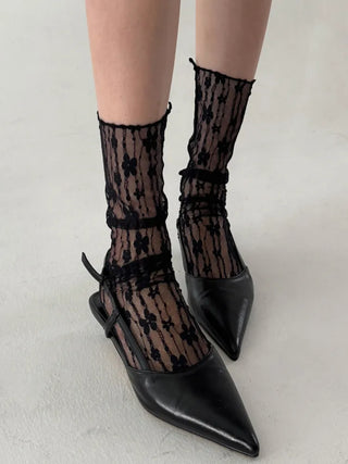 See-through Lace Mesh Pattern Knee Socks Tabi Stockings Socks Collection