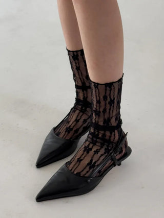 See-through Lace Mesh Pattern Knee Socks Tabi Stockings Socks Collection
