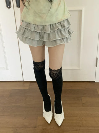 See-through Lace Mesh Pattern Knee Socks Tabi Stockings Socks Collection
