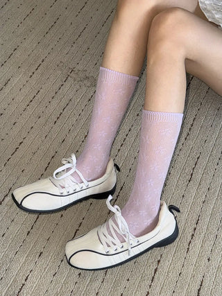 See-through Lace Mesh Pattern Knee Socks Tabi Stockings Socks Collection