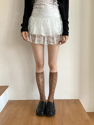 See-through Lace Mesh Pattern Knee Socks Tabi Stockings Socks Collection