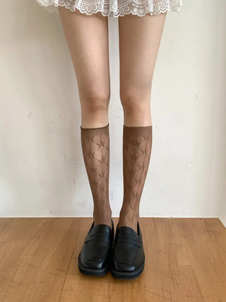 See-through Lace Mesh Pattern Knee Socks Tabi Stockings Socks Collection