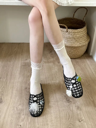 See-through Lace Mesh Pattern Knee Socks Tabi Stockings Socks Collection