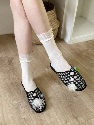 See-through Lace Mesh Pattern Knee Socks Tabi Stockings Socks Collection