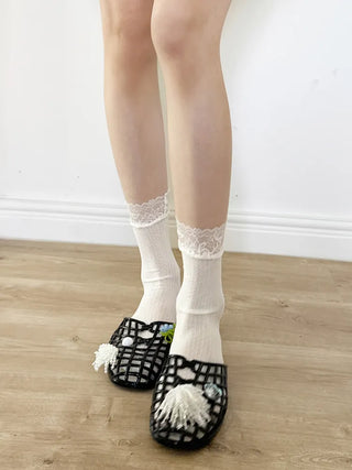 See-through Lace Mesh Pattern Knee Socks Tabi Stockings Socks Collection