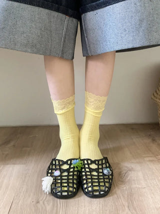 See-through Lace Mesh Pattern Knee Socks Tabi Stockings Socks Collection