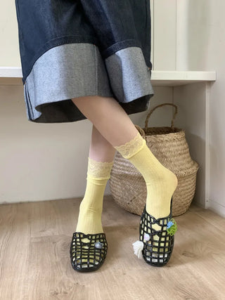 See-through Lace Mesh Pattern Knee Socks Tabi Stockings Socks Collection