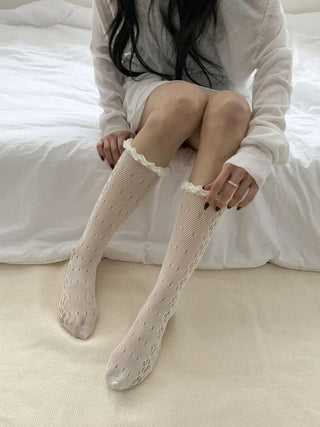 See-through Lace Mesh Pattern Knee Socks Tabi Stockings Socks Collection