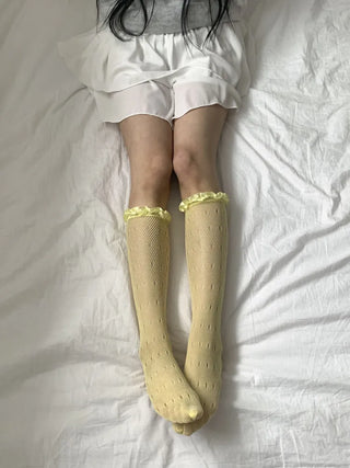 See-through Lace Mesh Pattern Knee Socks Tabi Stockings Socks Collection