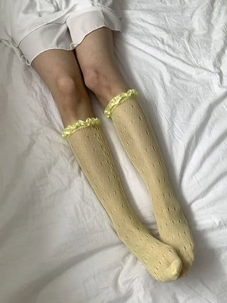 See-through Lace Mesh Pattern Knee Socks Tabi Stockings Socks Collection