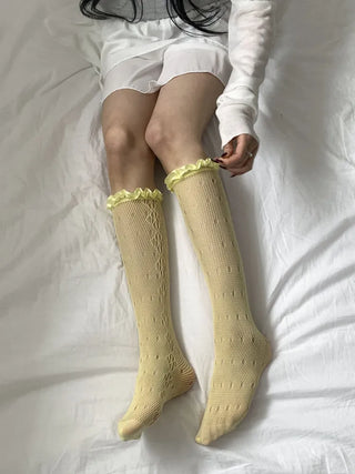 See-through Lace Mesh Pattern Knee Socks Tabi Stockings Socks Collection