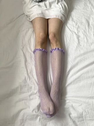 See-through Lace Mesh Pattern Knee Socks Tabi Stockings Socks Collection