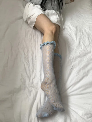 See-through Lace Mesh Pattern Knee Socks Tabi Stockings Socks Collection