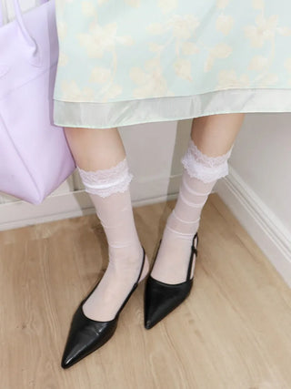See-through Lace Mesh Pattern Knee Socks Tabi Stockings Socks Collection