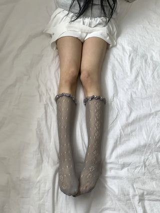 See-through Lace Mesh Pattern Knee Socks Tabi Stockings Socks Collection