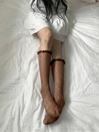 See-through Lace Mesh Pattern Knee Socks Tabi Stockings Socks Collection