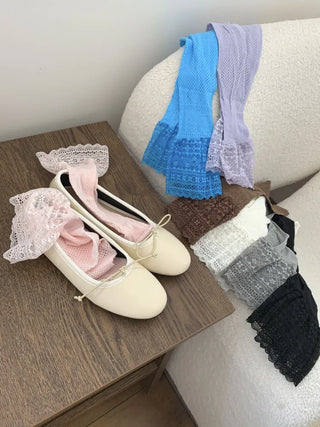 See-through Lace Mesh Pattern Knee Socks Tabi Stockings Socks Collection