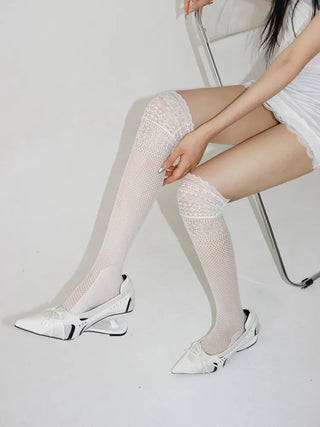 See-through Lace Mesh Pattern Knee Socks Tabi Stockings Socks Collection