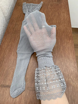 See-through Lace Mesh Pattern Knee Socks Tabi Stockings Socks Collection