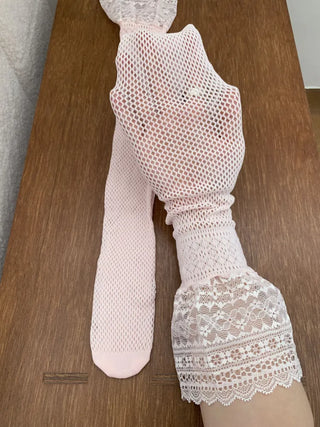 See-through Lace Mesh Pattern Knee Socks Tabi Stockings Socks Collection