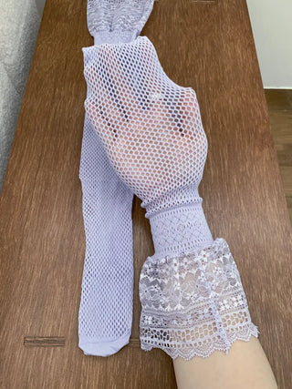 See-through Lace Mesh Pattern Knee Socks Tabi Stockings Socks Collection