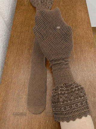 See-through Lace Mesh Pattern Knee Socks Tabi Stockings Socks Collection