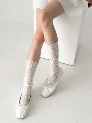 See-through Lace Mesh Pattern Knee Socks Tabi Stockings Socks Collection