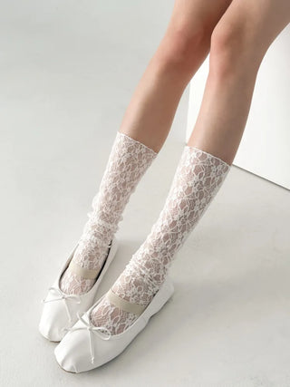 See-through Lace Mesh Pattern Knee Socks Tabi Stockings Socks Collection