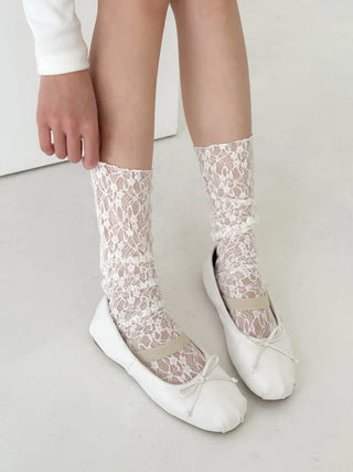 See-through Lace Mesh Pattern Knee Socks Tabi Stockings Socks Collection