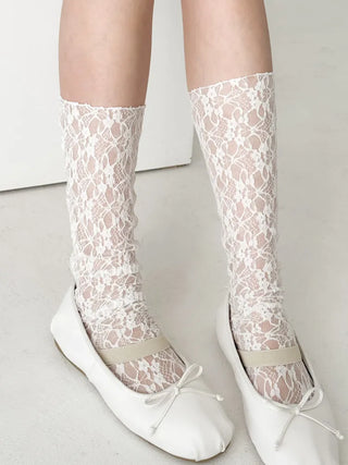 See-through Lace Mesh Pattern Knee Socks Tabi Stockings Socks Collection