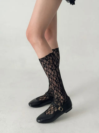 See-through Lace Mesh Pattern Knee Socks Tabi Stockings Socks Collection