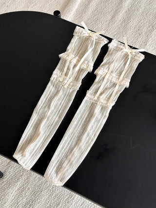 See-through Lace Mesh Pattern Knee Socks Tabi Stockings Socks Collection
