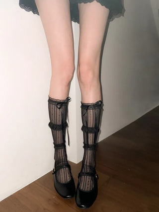 See-through Lace Mesh Pattern Knee Socks Tabi Stockings Socks Collection
