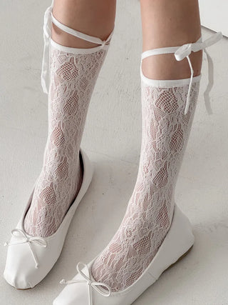 See-through Lace Mesh Pattern Knee Socks Tabi Stockings Socks Collection