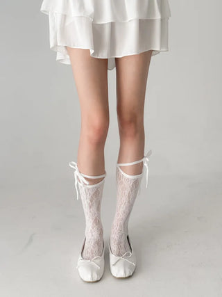 See-through Lace Mesh Pattern Knee Socks Tabi Stockings Socks Collection