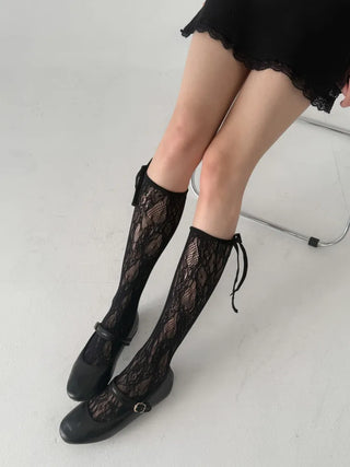 See-through Lace Mesh Pattern Knee Socks Tabi Stockings Socks Collection